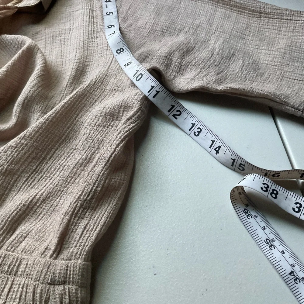 Favlux Vestido Beige Midi Tie Front Manga Larga Talla L